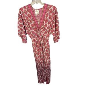 Masala Paisley Print Twist Front Maxi Dress Long Sleeve Boho Festival Size L